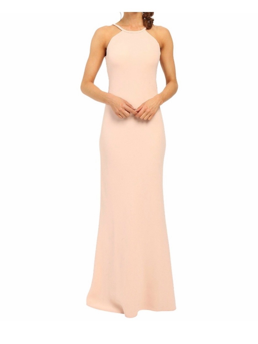 Calvin Klein Sleeveless High-Neck Maxi Dress in Blush Pink